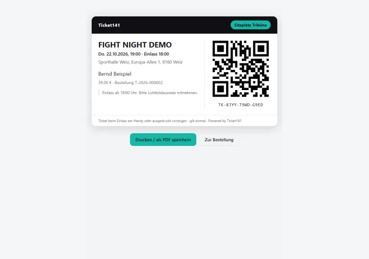 Ticket with QR code – show on your phone or print